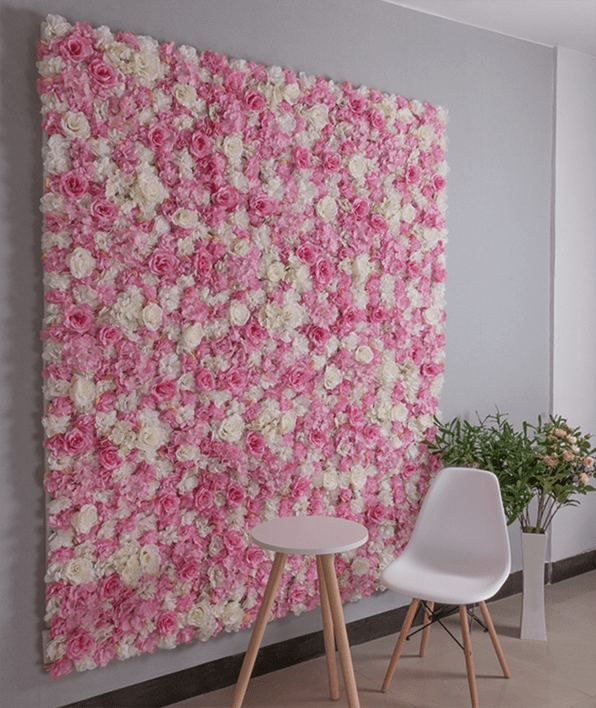 Blumenwand Rosa und Weiß