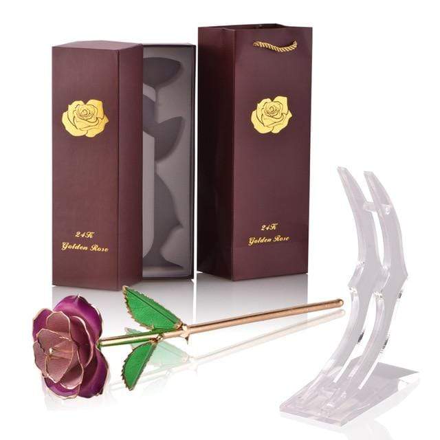 Ewige Rose Lila Vergoldet