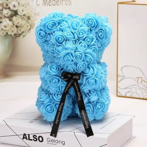 Teddybär Rosen   Blau